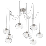 Nova Gem Swag Multi Light Pendant - Beige Silver / Clear Floret