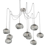 Nova Gem Swag Multi Light Pendant - Beige Silver / Smoke Floret