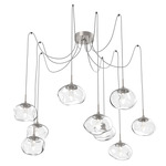 Nova Gem Swag Multi Light Pendant - Beige Silver / Clear Geo