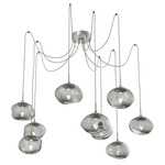 Nova Gem Swag Multi Light Pendant - Beige Silver / Smoke Geo