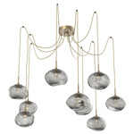 Nova Gem Swag Multi Light Pendant - Gilded Brass / Smoke Floret