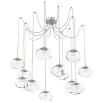 Nova Gem Swag Multi Light Pendant - Beige Silver / Clear Floret