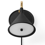 Cast Plug-In Wall Sconce with Diffuser - Overstock - Black / Brass