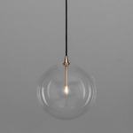 Glass Globe Pendant - Overstock - Lacquered Burnished Brass / Clear