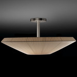 Siam 120 Semi Flush Ceiling Light - Satin Nickel / Cream Translucent Ribbon