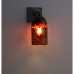 Rose Craftsman Sconce - Iron / Dark Amber Clear Glass