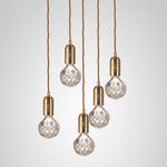 Crystal Bulb Multi-Light Pendant - Brass / Clear