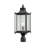 Dunnmore Outdoor  Post Light - Black / Clear Seeded