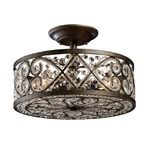 Amherst Semi Flush Mount Ceiling Light - Antique Bronze / Clear Crystal