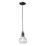 Menlow Park 60047-1 1-Light Pendant - Oiled Bronze / Clear