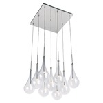 Larmes Square Multi-Light Pendant - Polished Chrome / Clear