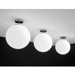 Sferis Semi Flush Ceiling Light - Chrome / Opal