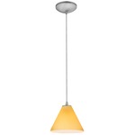 Martini Cord Pendant - Brushed Steel / Amber