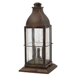 Bingham 120V Outdoor Pier Mount Lantern - Sienna / Clear Seedy