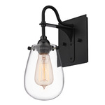 Chelsea Bathroom Wall Sconce - Satin Black / Clear