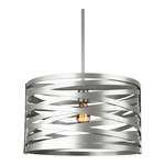 Tempest Drum Pendant - Beige Silver / No Glass