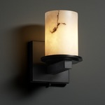 Dakota 8771 Flat Rim Wall Sconce - Matte Black / Faux Alabaster