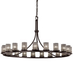 Dakota 21 Light Single Tier Chandelier - Matte Black / Wire Cage Cylinder w/Blown Glass