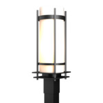 Banded Outdoor Post Light - Coastal Black / Opal