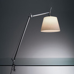 Tolomeo Mega LED Table Lamp with Clamp - Polished Aluminum / Parchment Paper