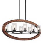 Grand Bank Oval Chandelier - Auburn Stained / Clear Seeded