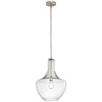 Everly Bell Pendant - Brushed Nickel / Clear Seeded