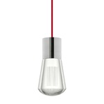 Alva Pendant - Satin Nickel / Red Cord