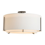 Exos Double Shade Semi Flush Ceiling Light - Dark Smoke / Natural Anna