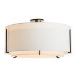 Exos Double Shade Semi Flush Ceiling Light - Black / Natural Anna