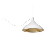 Swell Single String Wide Indoor / Outdoor Pendant - White / Brass