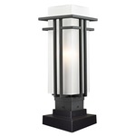 Abbey Outdoor Pier Light with Square Stepped Base - Black / Matte Opal
