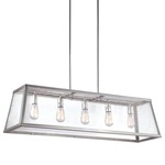 Harrow Linear Chandelier - Polished Nickel / Clear Seeded