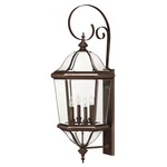 Augusta Outdoor Hook Arm Wall Light - Copper Bronze / Clear Beveled