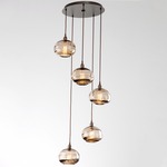 Coppa Round Multi Light Pendant - Flat Bronze / Optic Bronze