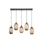 Ellisse Linear Multi Light Pendant - Flat Bronze / Optic Bronze