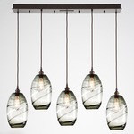 Ellisse Linear Multi Light Pendant - Flat Bronze / Optic Smoke