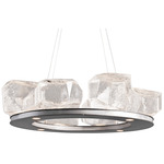 Gem Ring Single Tier Chandelier - Beige Silver / Clear