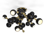 Atomic Ceiling Light Fixture - Gold / Glossy Black