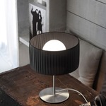 Fog Plisse Table Lamp - Satin Nickel / Black Plisse