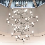 Crown Summa Pendant Chandelier - Polished Aluminum / Sandblasted Glass