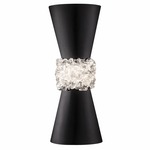 Arctic Halo Flared Wall Sconce - Matte Black / Crystal