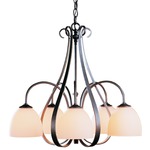 Sweeping Taper Curved Chandelier - Natural Iron / Opal