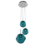 Meteor Round Multi Light Pendant - Chrome / Aqua