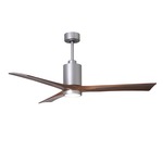 Patricia Ceiling Fan With Light - Brushed Nickel / Walnut Tone