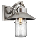 Boynton Outdoor Wall Sconce - Painted Brushed Steel / Clear Seeded