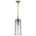 Elmore Cylinder Pendant - Burnished Brass / Clear