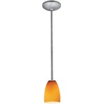 Sherry Rod Pendant - Brushed Steel / Amber