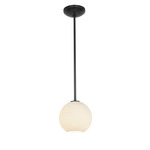 Japanese Lantern Rod Pendant - Oil Rubbed Bronze / White Lined