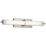 Flat Linear Bathroom Vanity Light - Brushed Nickel / White