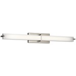 Flat Linear Bathroom Vanity Light - Brushed Nickel / White